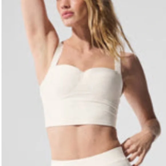 ***SOLD*** NWT ALO Yoga Airlift Turn It Up Bra Tank in Ivory Cream L - Picture 9 of 13